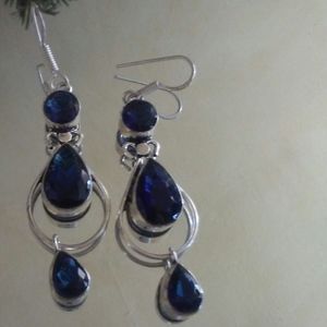 Blue Saphite quartz 925 sterling silver Earring